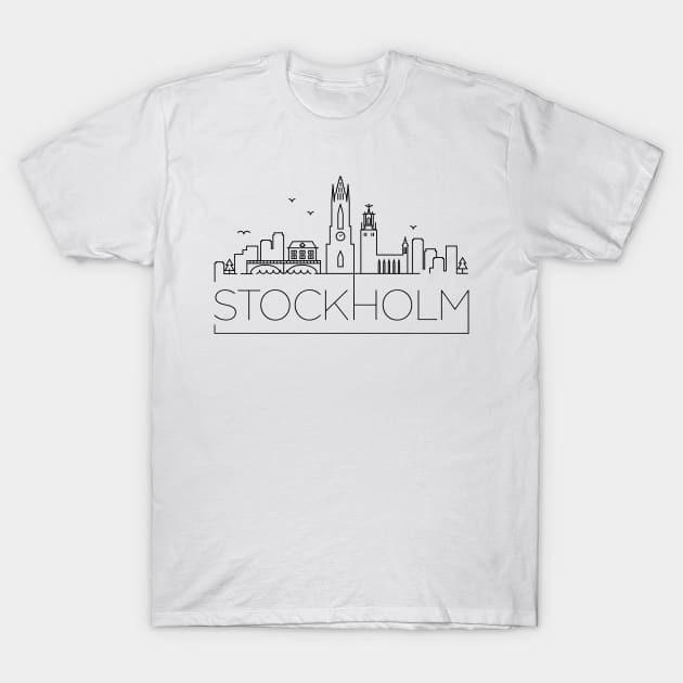 Stockholm Minimal Skyline T-Shirt by kursatunsal